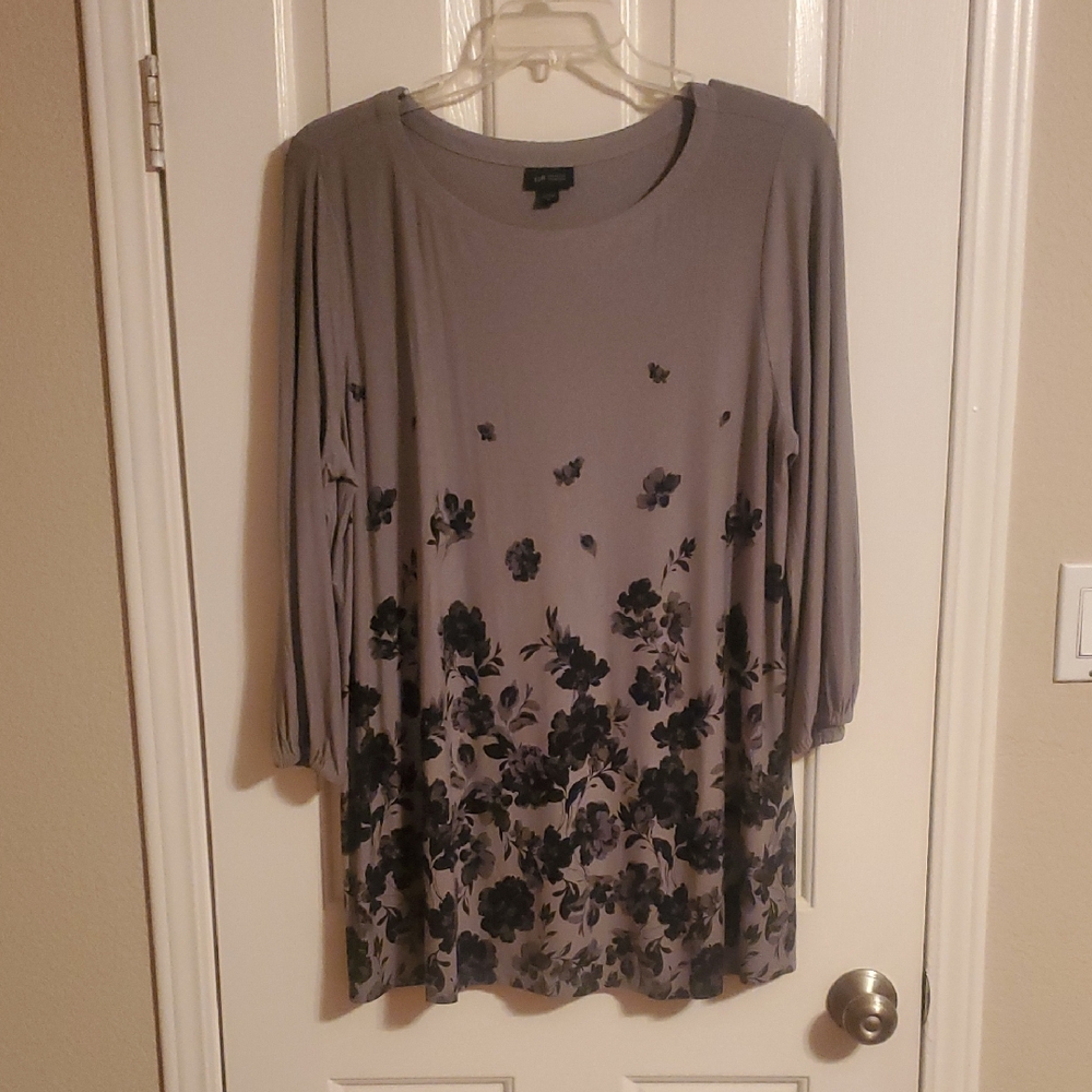 J. Jill Brown and Black 3/4 Sleeve Boxy Tunic Size XL